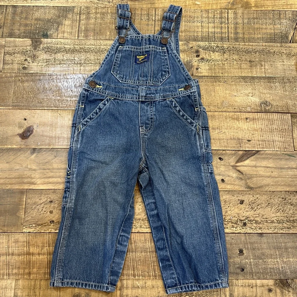 Vintage OshKosh Bgosh Kids Baby Denim Carpenter Vestbak Overalls Size 18M
